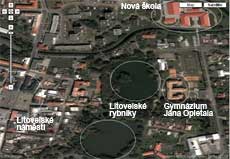 Detailn pohled na Litovel ze satelitu