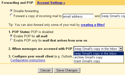 Gmail POP3 pstup