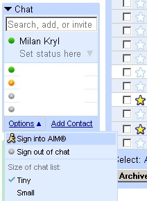 AIM přihlášení v Gmailu